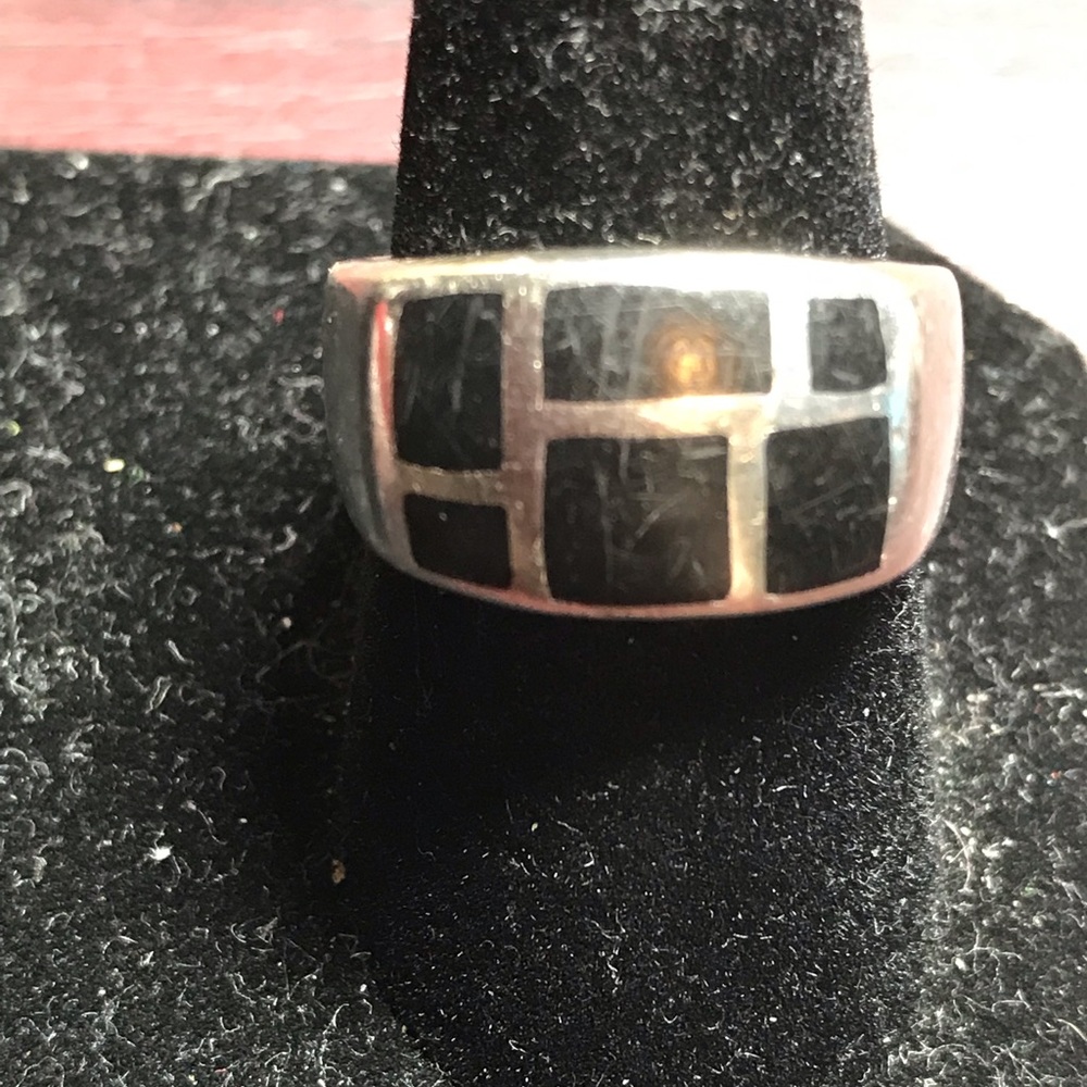 Vintage onyx and sterling ring
